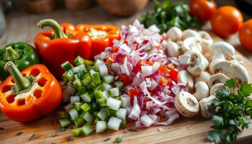 Chopped vegetables for pasta Chopped vegetables for pasta