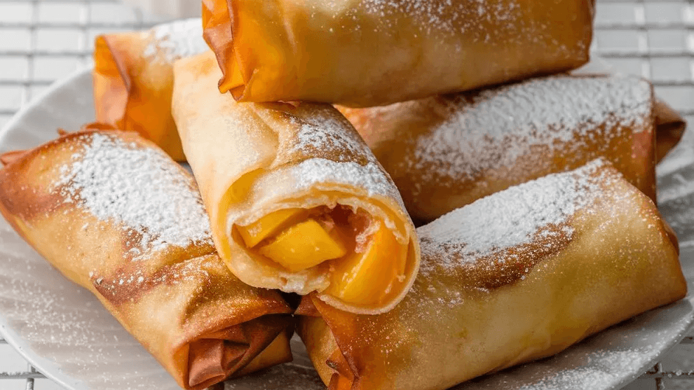 peach cobbler egg rolls