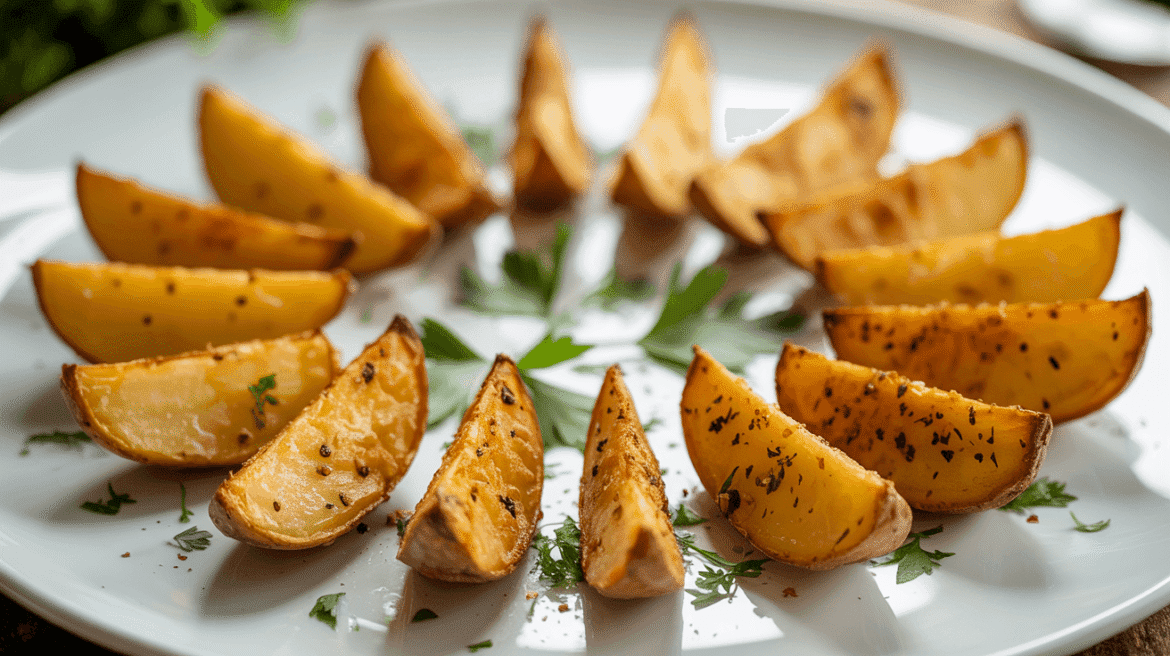 baked garlic parmesan potato wedges