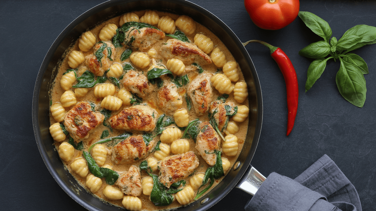garlic chicken gnocchi skillet