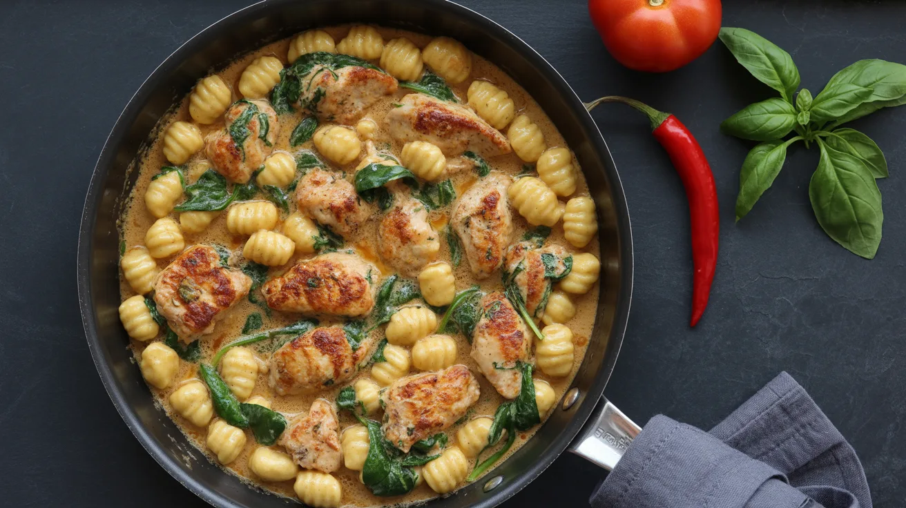 garlic chicken gnocchi skillet