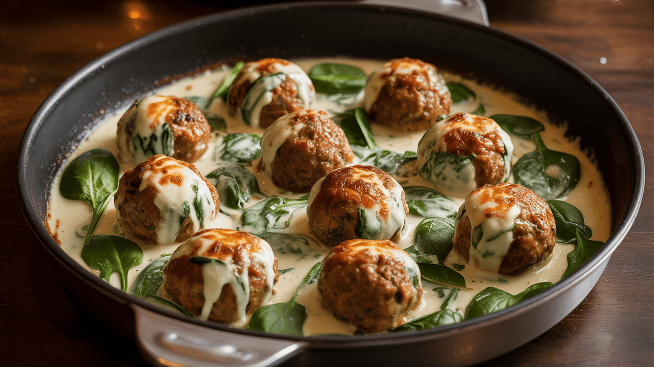 chicken ricotta meatballs with spinach