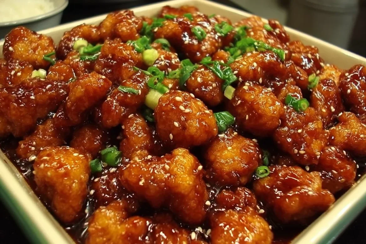 Baked Sweet and Sour Chicken served with colorful vegetables on a plate