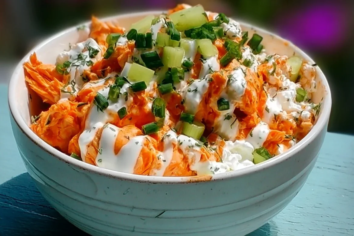 Buffalo Chicken Bowl with cottage cheese for a healthy protein boost
