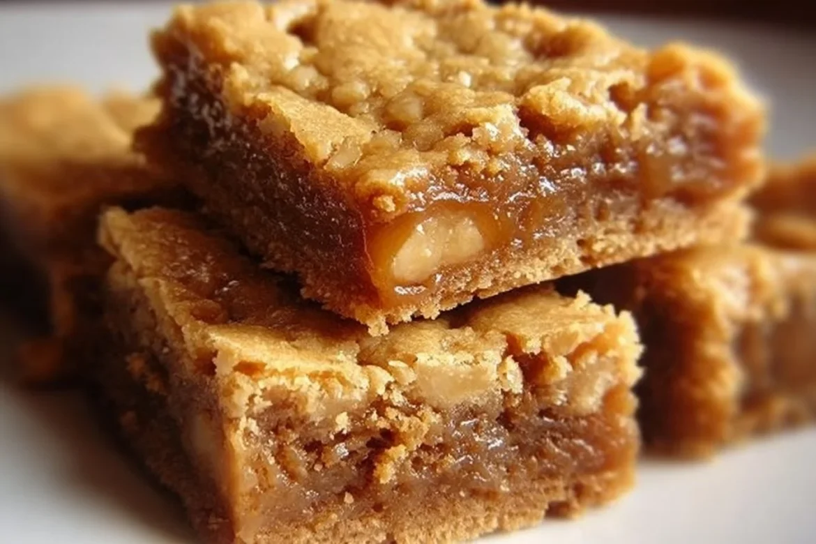Delicious butterscotch toffee cookie bars fresh out of the oven