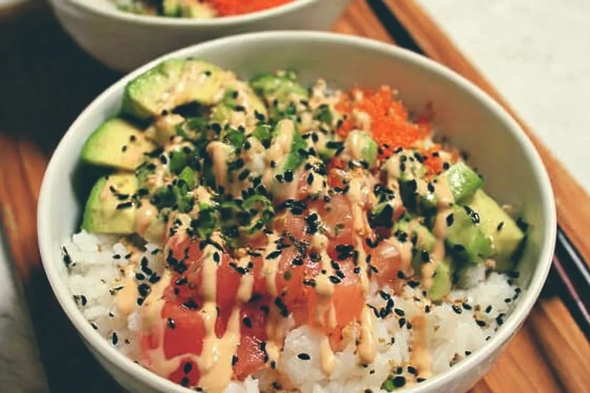 Delicious California Roll Sushi Bowl with fresh ingredients and vibrant colors.