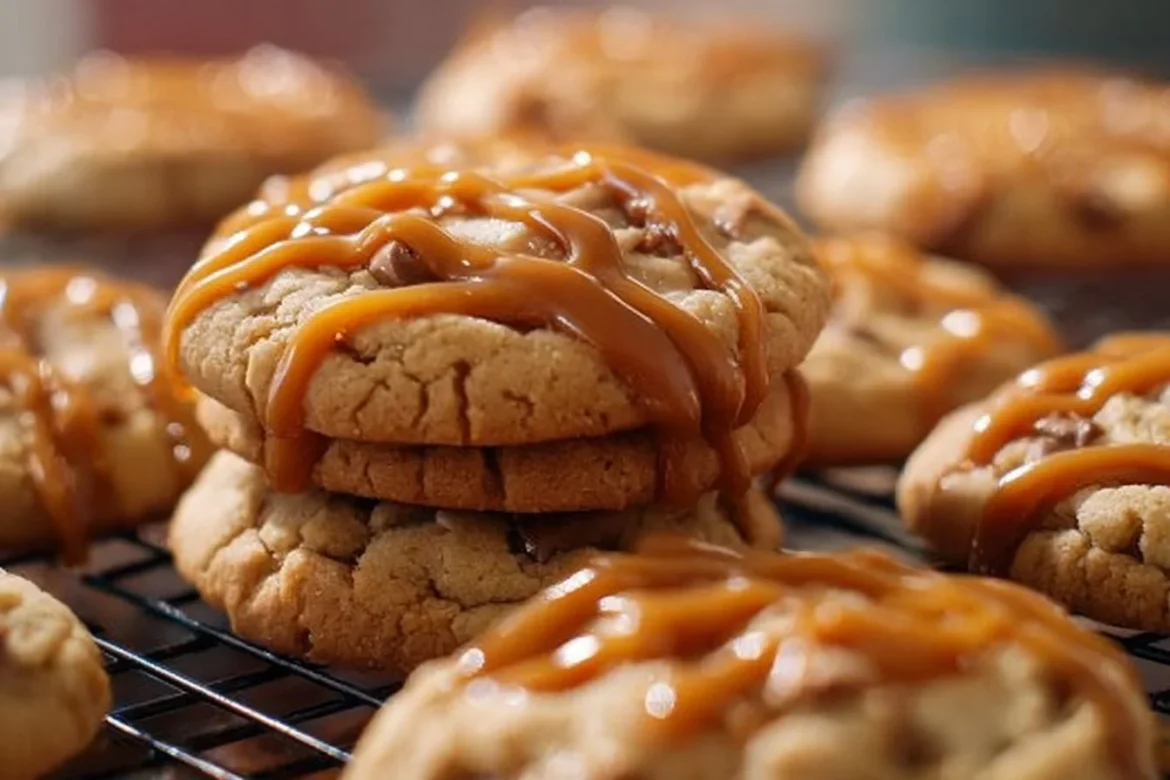Delicious Caramel Macchiato Cookies with caramel drizzle and coffee flavor