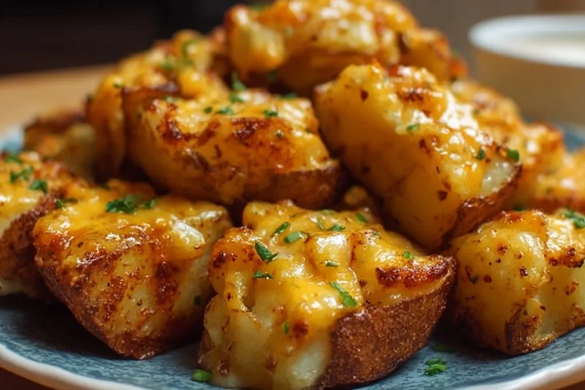 Cheesy Taco Potatoes topped with melted cheese and taco seasoning.