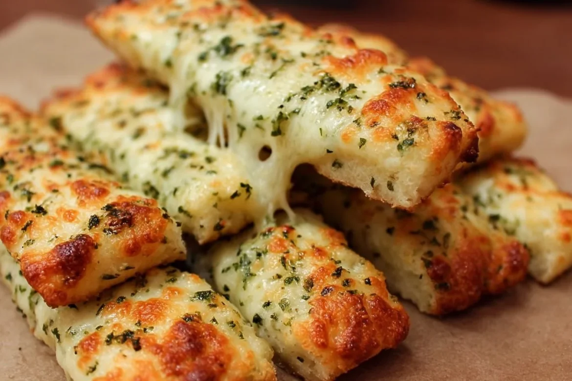 Delicious cheesy zucchini breadsticks baked to golden perfection.