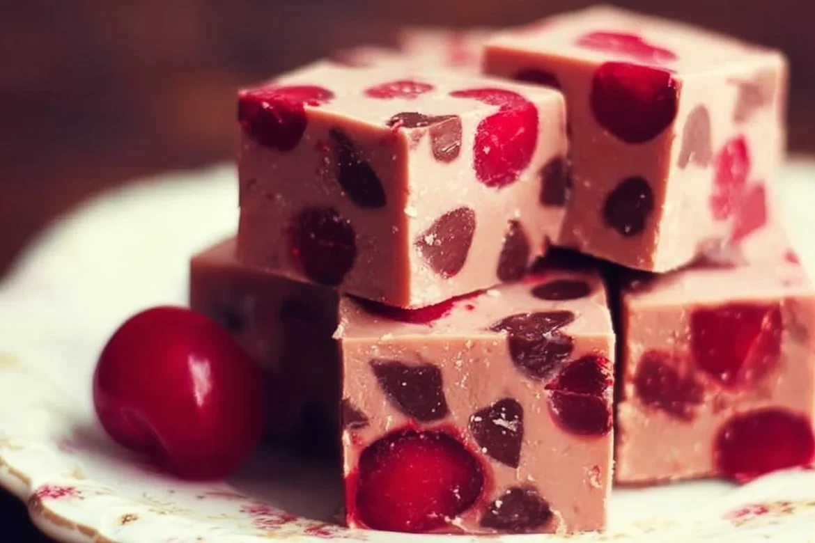 Delicious cherry garcia fudge with chocolate and cherries