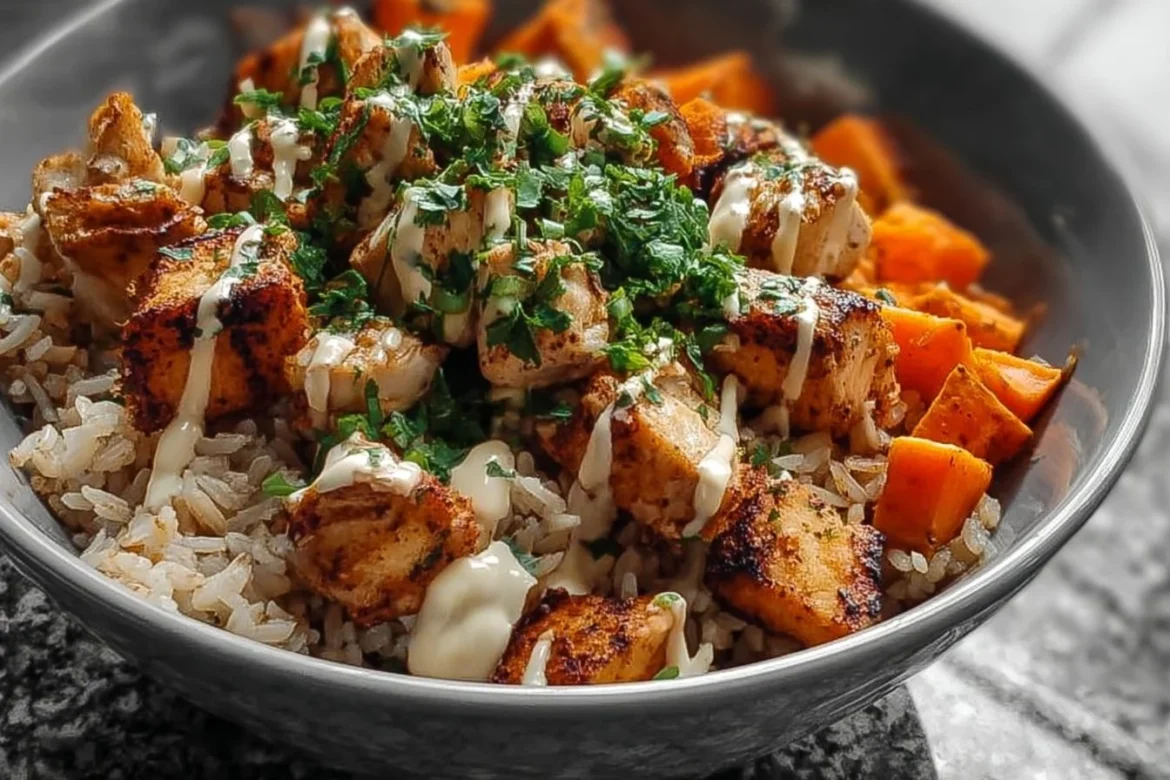 Delicious Chicken and Sweet Potato Rice Bowl for a healthy meal