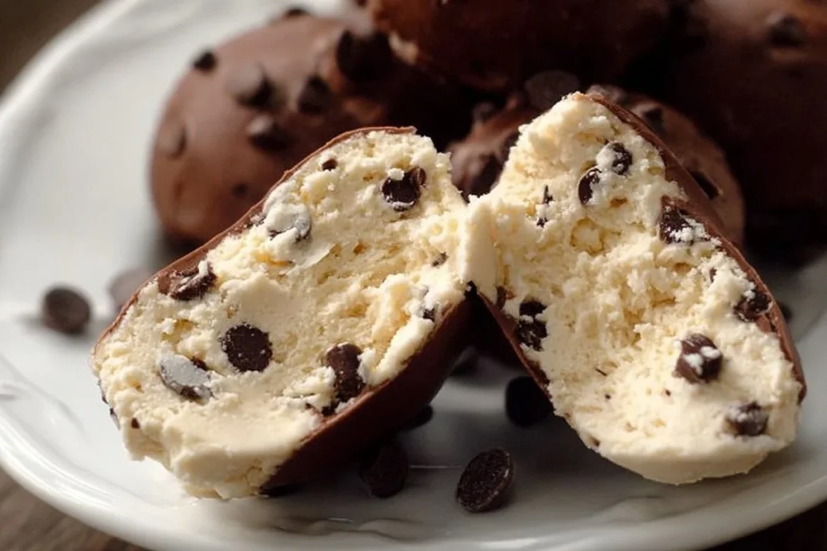 Delicious cookie dough frozen yogurt bites ready to be enjoyed