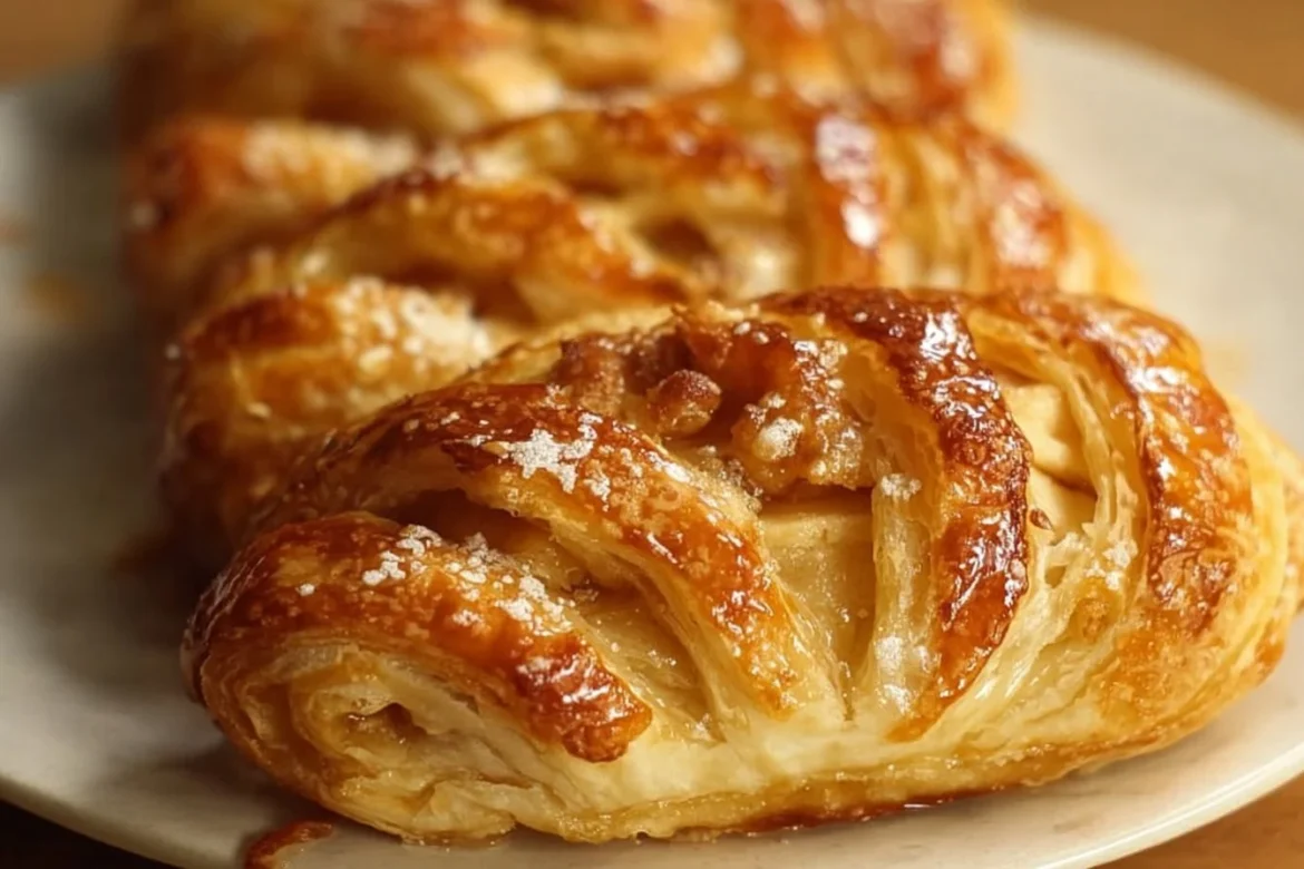 Delicious apple puff pastry with flaky layers and sweet apple filling