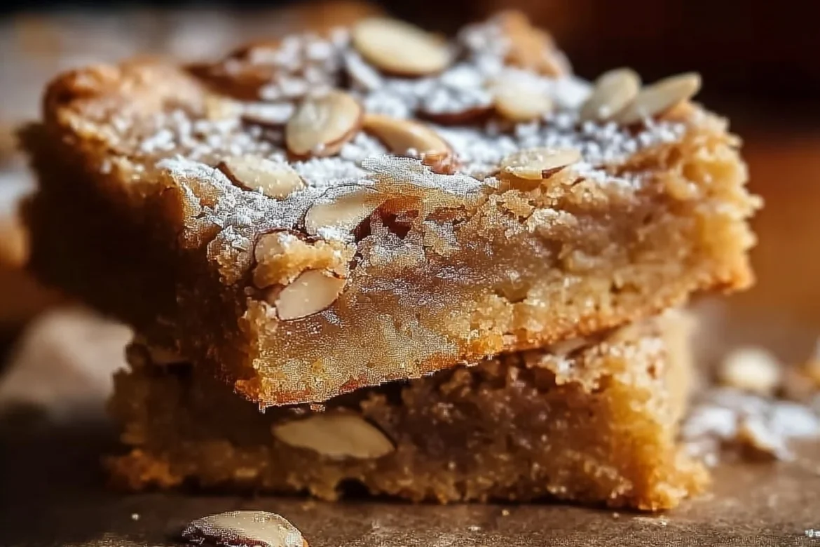 Delicious almond croissant blondies, easy dessert recipe with a nutty flavor.