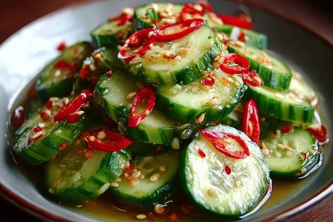 Fresh Din Tai Fung Cucumber Salad with vibrant ingredients and dressing