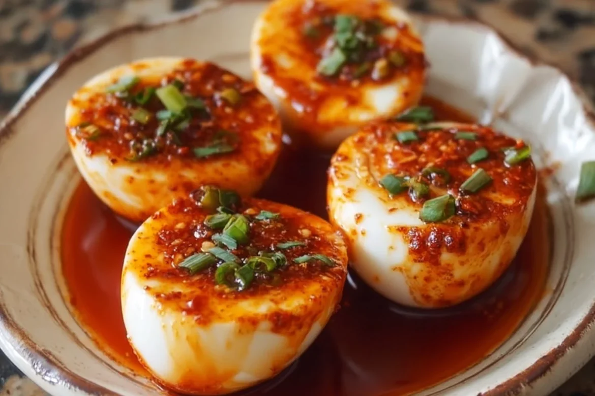 Delicious Gochujang Butter Eggs served on a plate, showcasing vibrant flavors