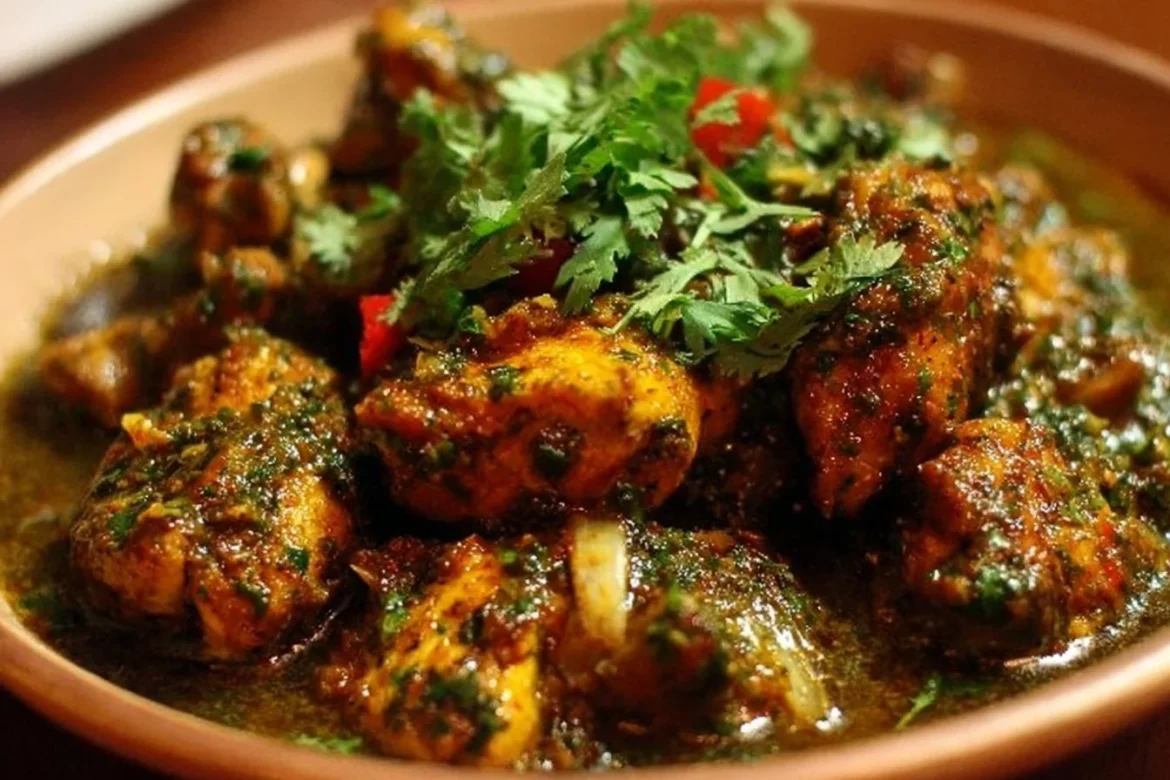 Indian cilantro chicken recipe with vibrant spices and fresh herbs