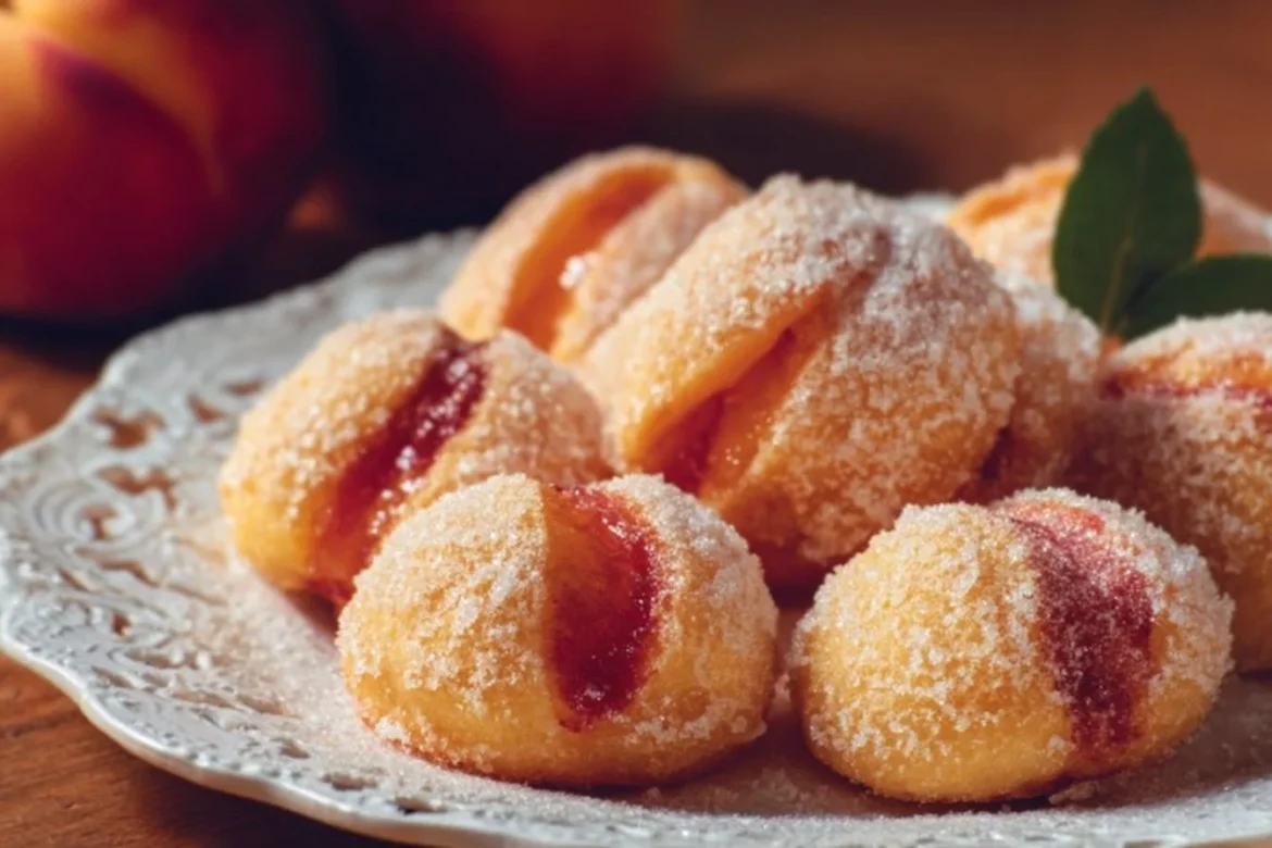Delicious Italian Peach Cookies with sweet peach filling and beautiful presentation