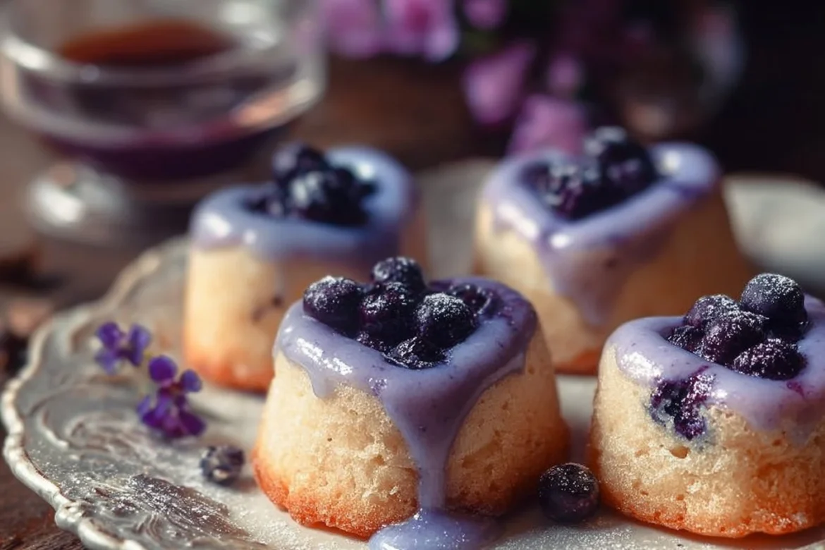 Lavender Blueberry Tea Cakes with fresh berries and floral lavender flavor