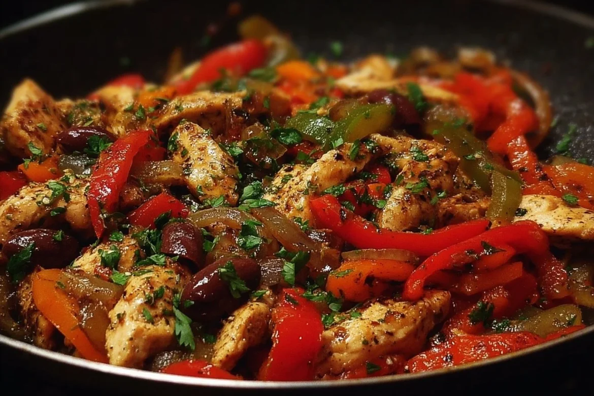 Mediterranean Chicken Stir Fry with fresh vegetables and spices