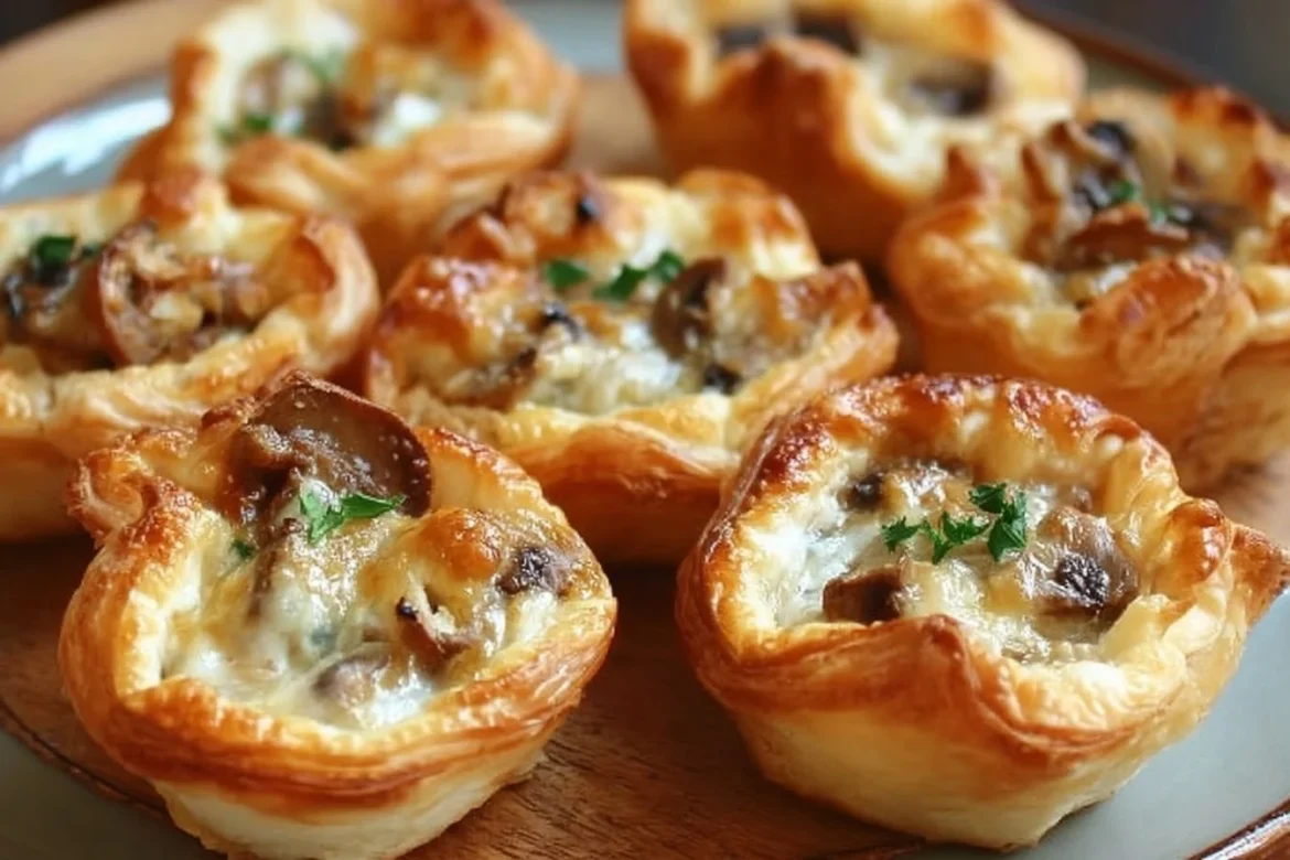Delicious mushroom cheese puffs served on a plate.