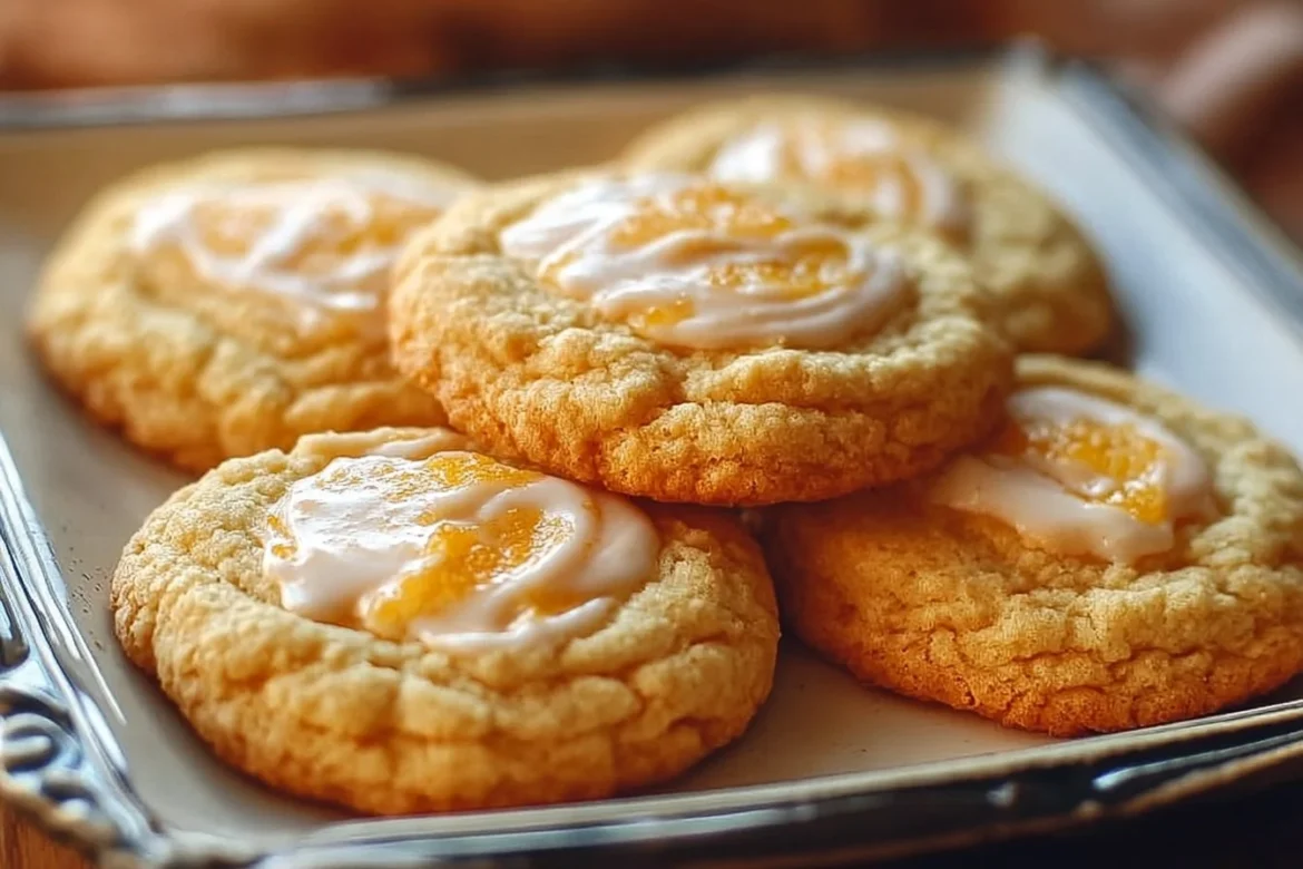 Batch of freshly baked orange creamsicle cookies on a cooling rack