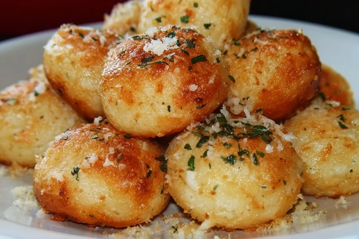 Savory Parmesan Bread Bites served on a wooden platter
