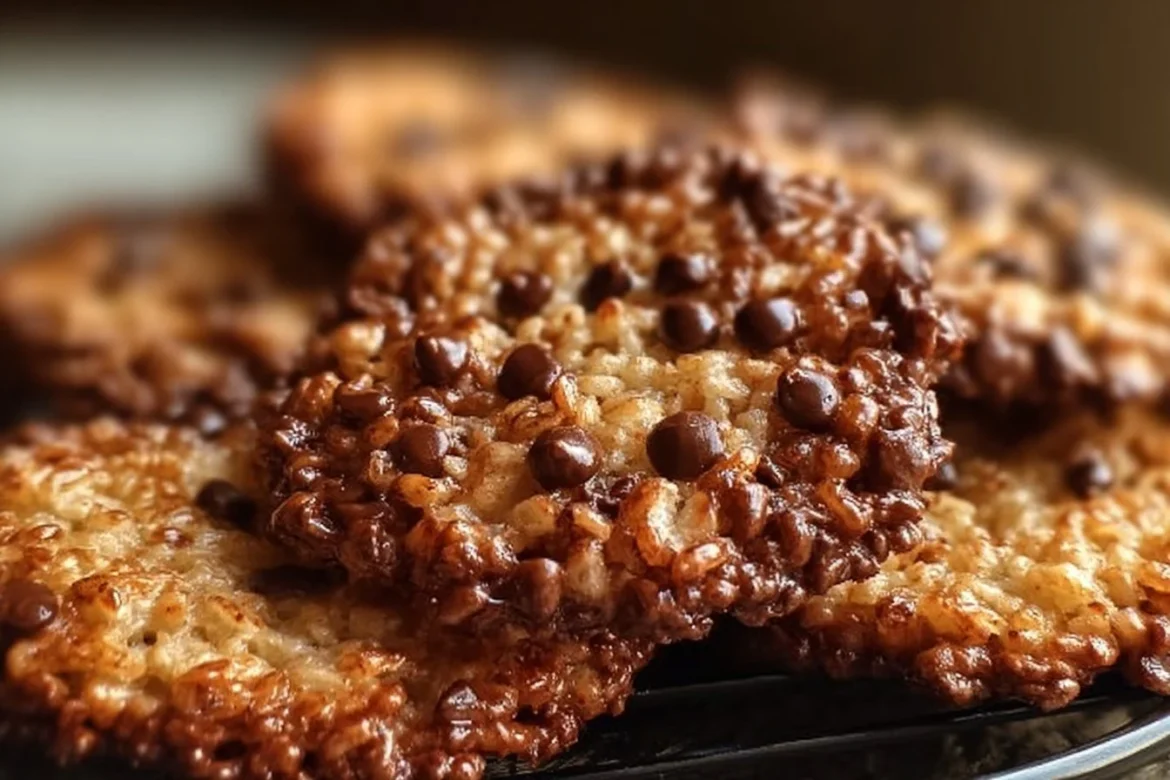 Delicious Rice Krispie chocolate cookies on a plate.