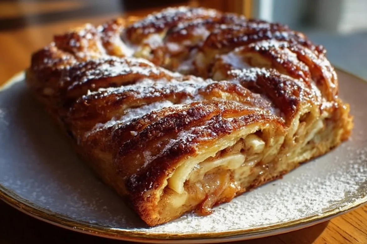 Wisconsin apple kringle with apple filling and flaky crust