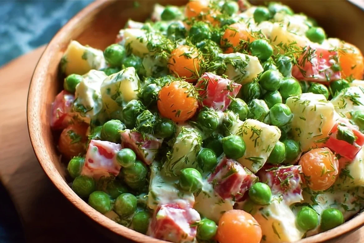 Delicious Best Irish Pea Salad with vibrant peas and creamy dressing