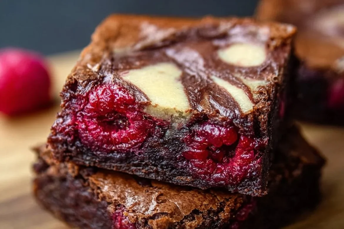 Delicious raspberry swirl brownies with rich chocolate and vibrant raspberry swirls.