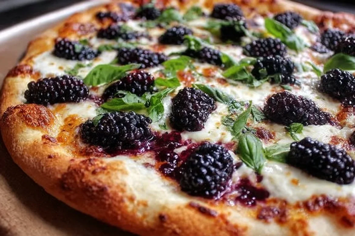 Delicious Blackberry Basil Ricotta Pizza with fresh ingredients