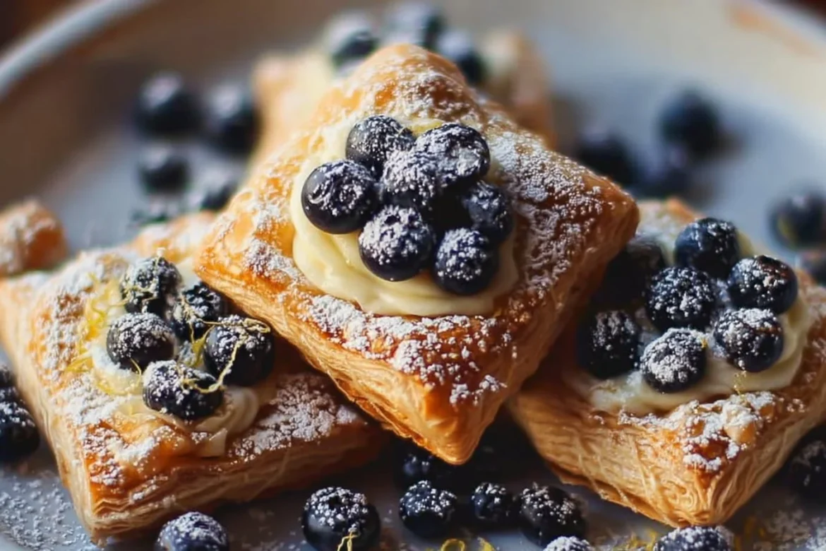 Delicious Blueberry Lemon Cream Pastries with fresh blueberries and lemon cream filling