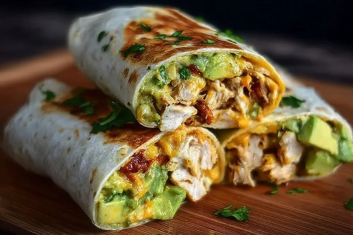 Delicious Chicken Avocado Ranch Burritos ready to be enjoyed