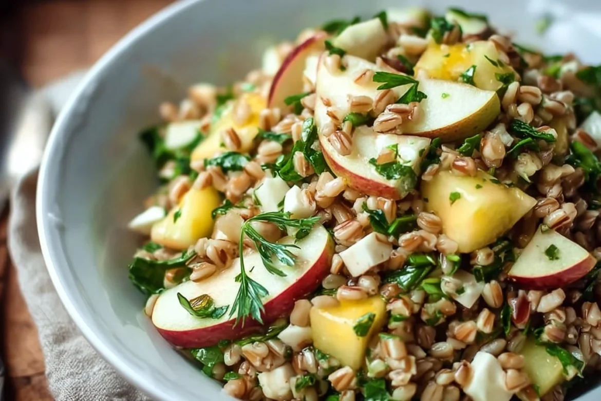 Chilled Apple Farro Salad with fresh apples and grains