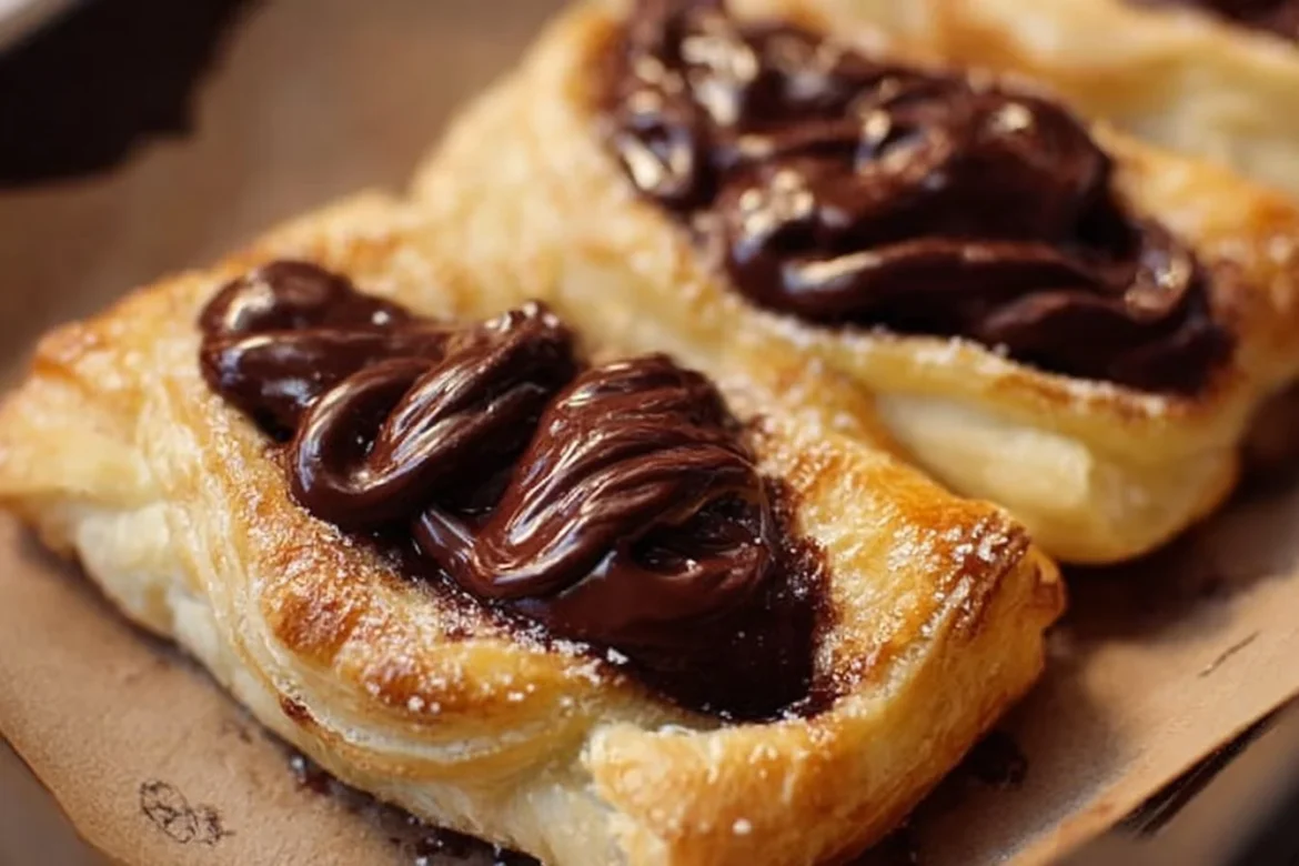 Chocolate Cream Cheese Danishes with flaky pastry and rich chocolate filling