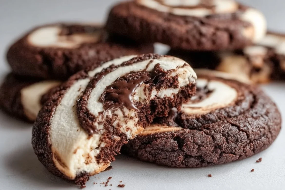Delicious Chocolate Marshmallow Swirl Cookies on a plate