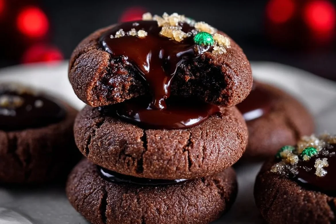 Delicious Chocolate Thumbprint Cookies with chocolate filling