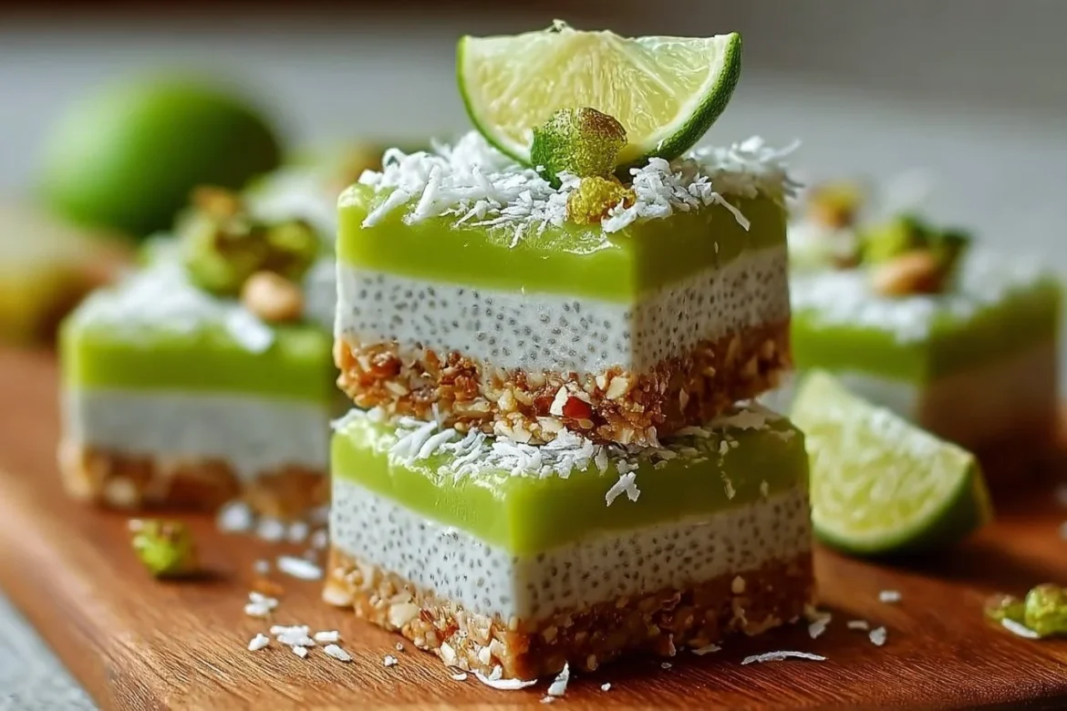 Coconut Lime Chia Pudding Bars - a delicious vegan treat with layers of flavor