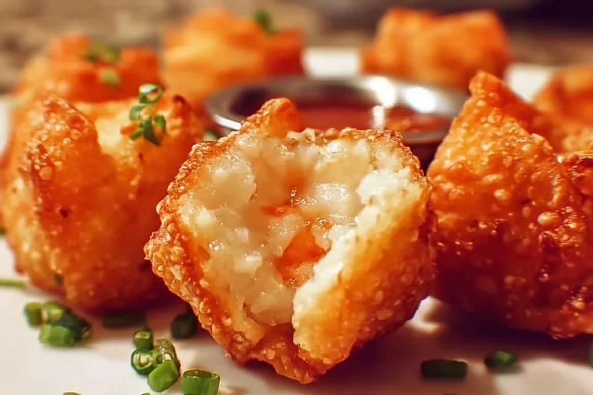 Crispy Crab Rangoon Bombs filled with cream cheese and crab meat.
