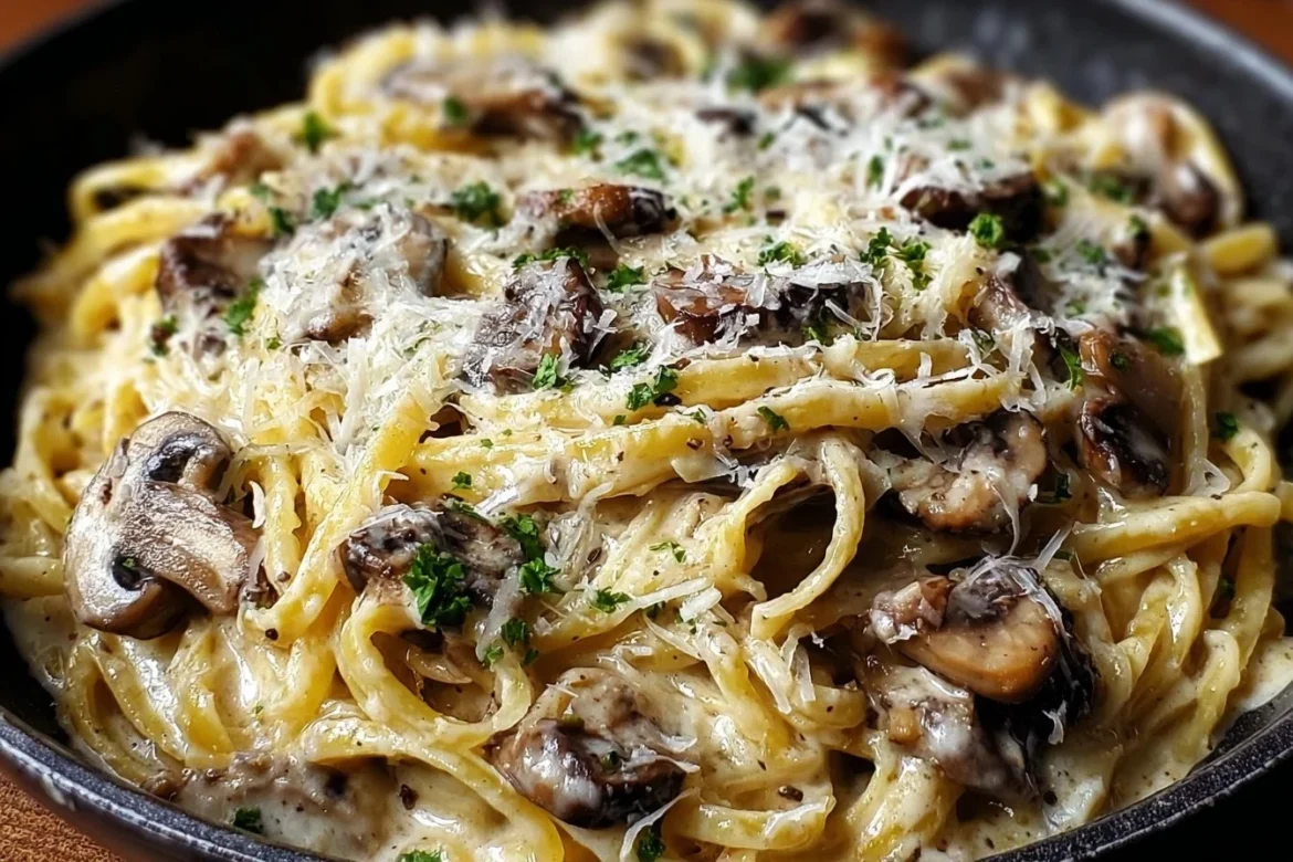 Creamy mushroom gruyere pasta, a delicious comfort food dish.