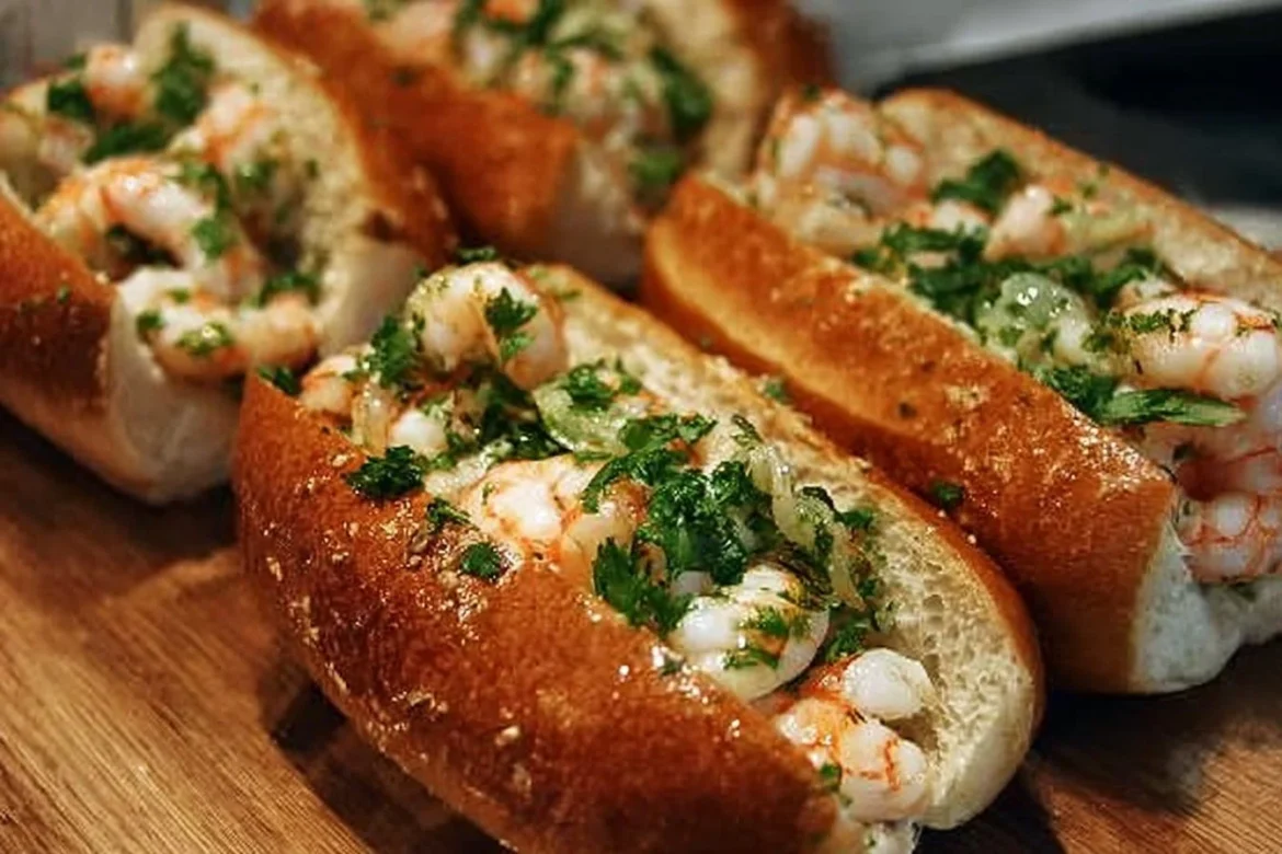 Delicious homemade East Coast shrimp rolls served on a plate