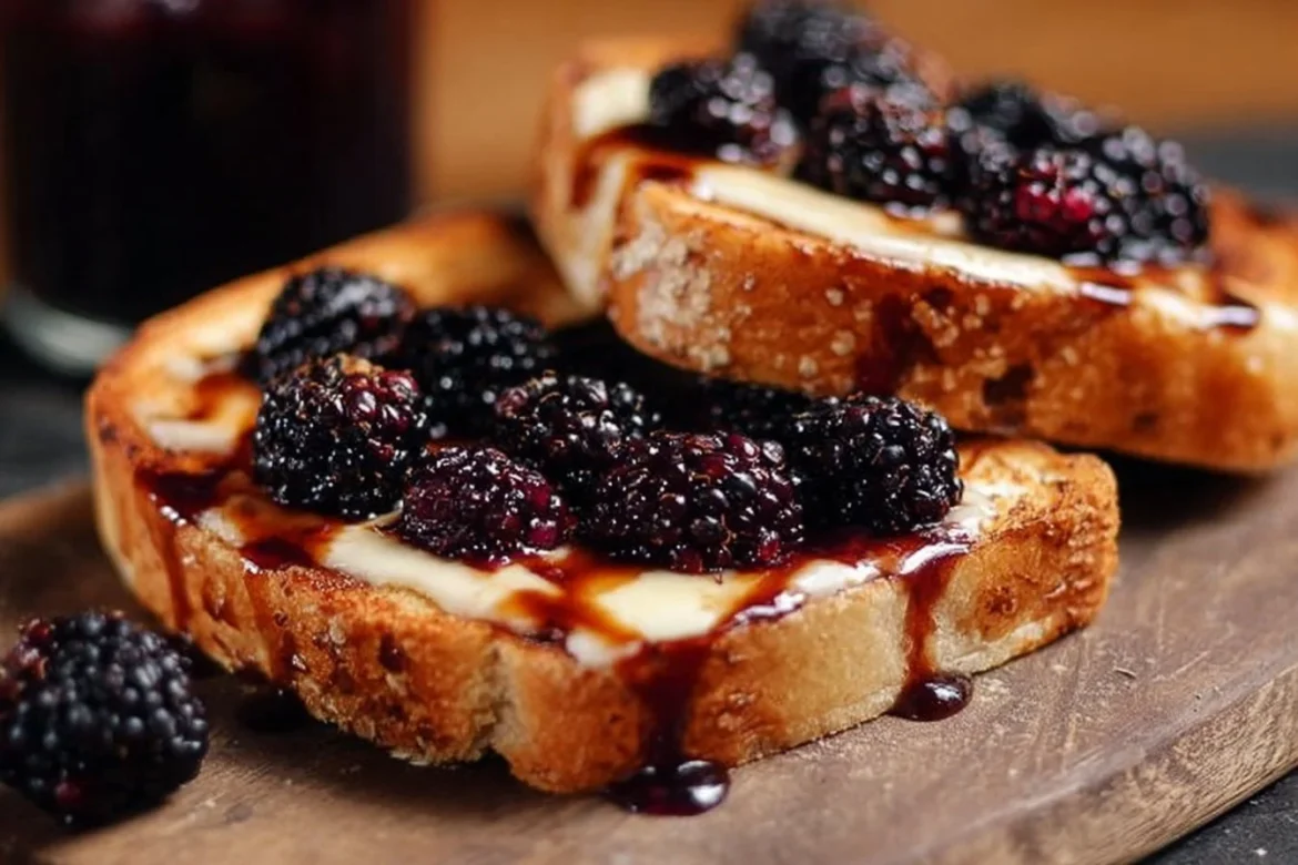 Delicious Easy Balsamic Blackberry Bliss Grilled Cheese sandwich on a plate.