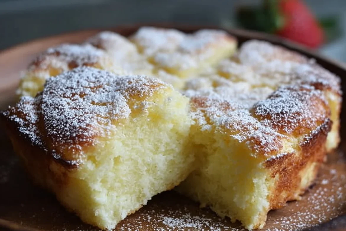 A slice of delicious French butter cake showcasing its rich texture and golden color.