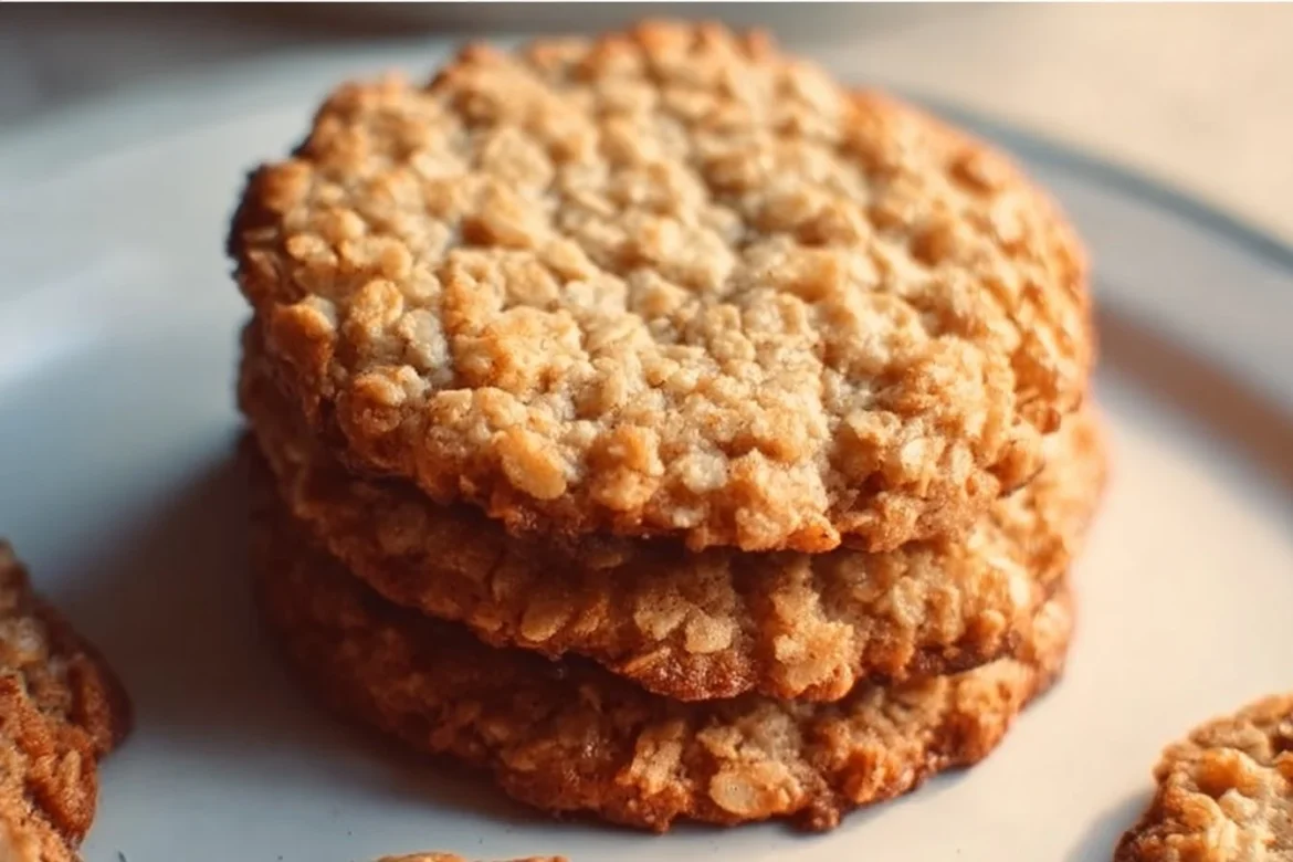 Delicious honey oatmeal cookies baked to perfection with a golden color.