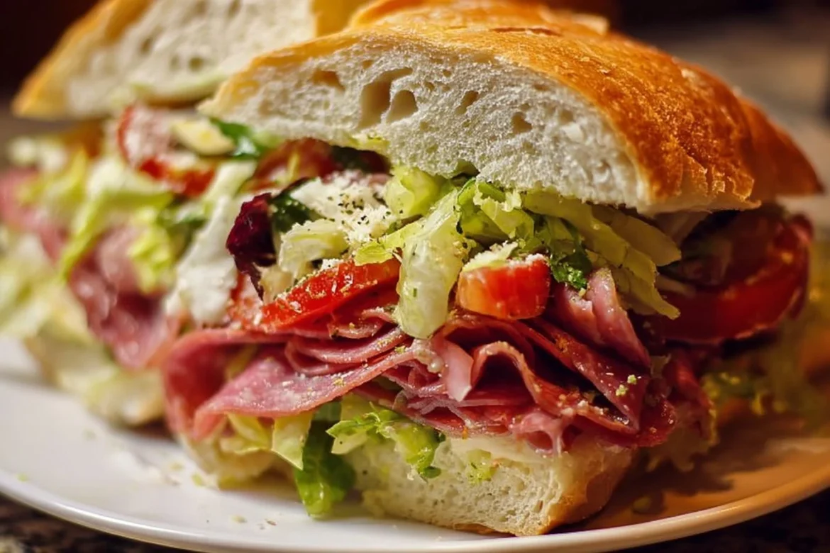Delicious Italian Grinder Salad Sandwich with fresh ingredients