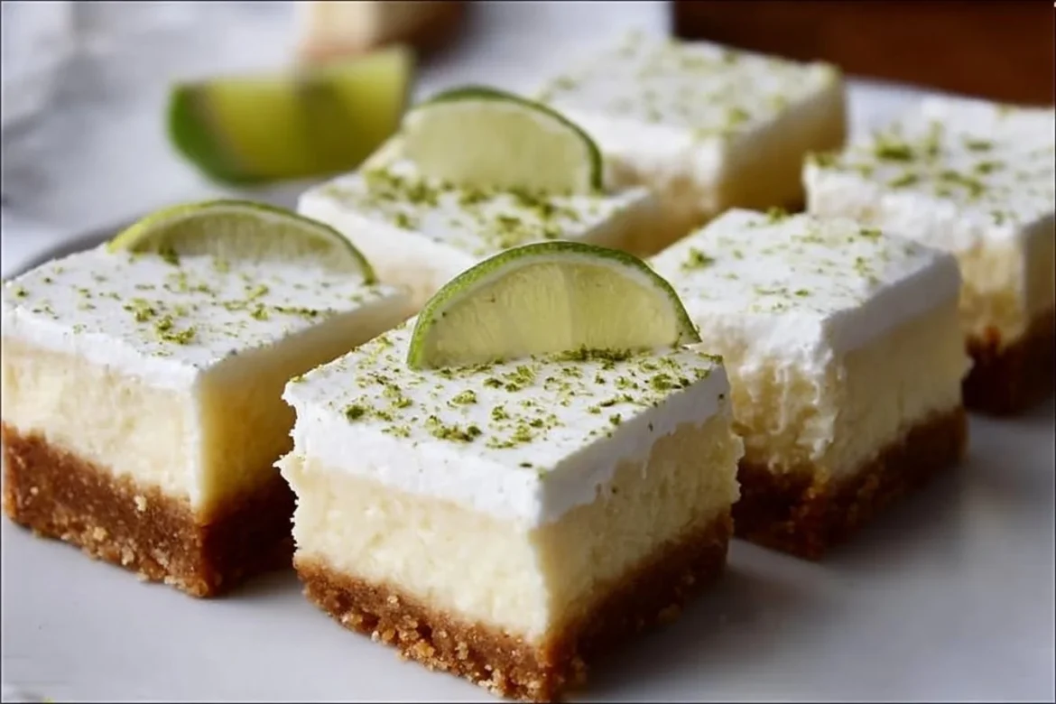 Delicious Key Lime Pie Bars with a graham cracker crust and whipped topping