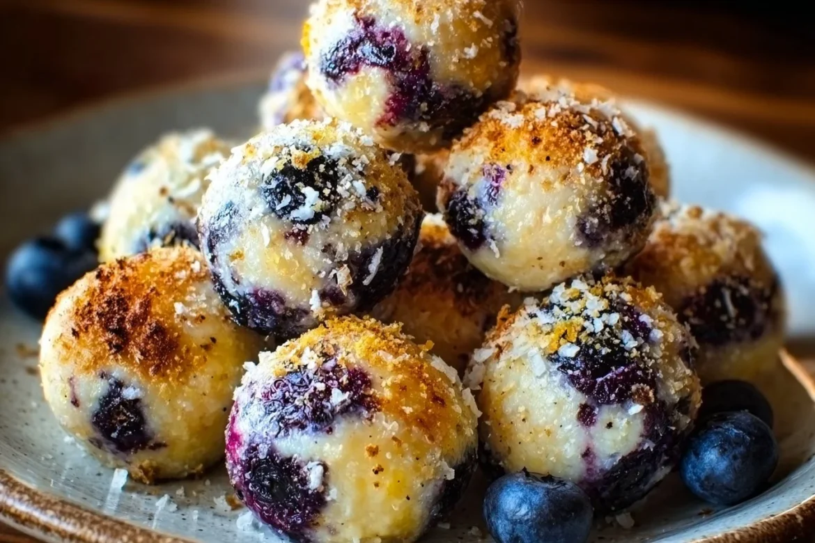 Lemon Blueberry Cottage Cheese Protein Bites served on a plate
