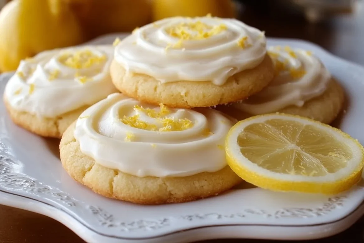 Delicious lemon frosted cookies with a sweet glaze