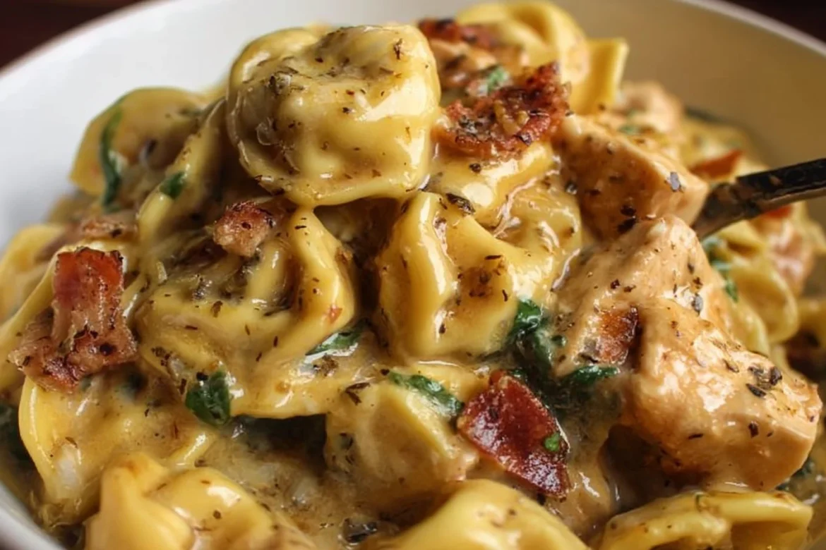 Creamy Marry Me Chicken Tortellini served with fresh herbs and vegetables